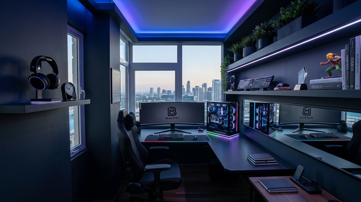 Design d'interni in stile Blacktec — office_space di GenRoom AI
