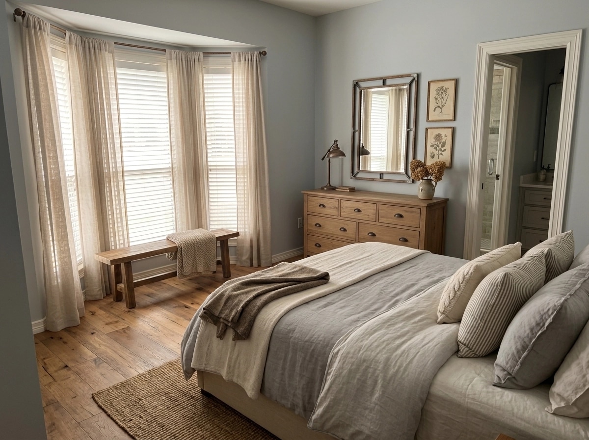 Modern Farmhouse Bedroom design — interior photo by GenRoom AI