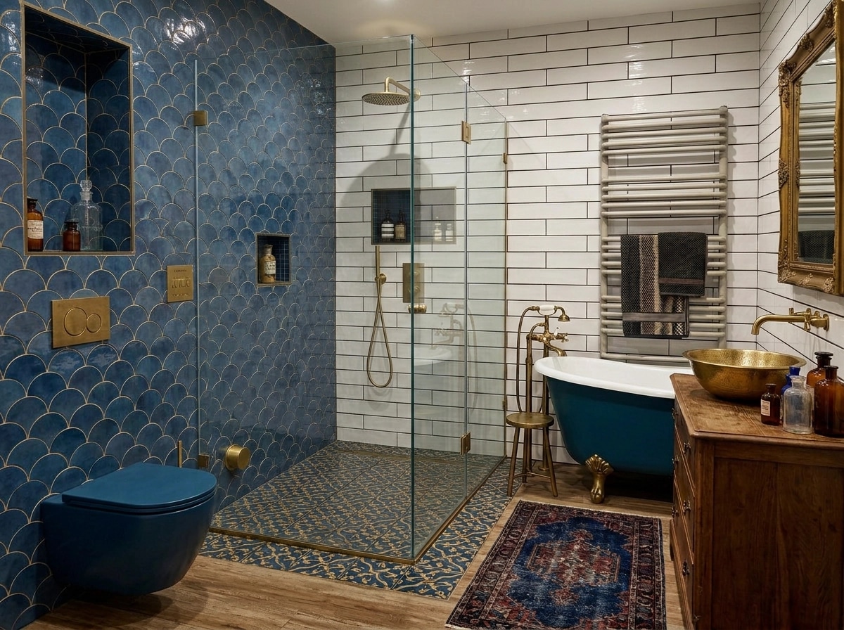 Bathroom interior in Eclectic style — photo by GenRoom AI