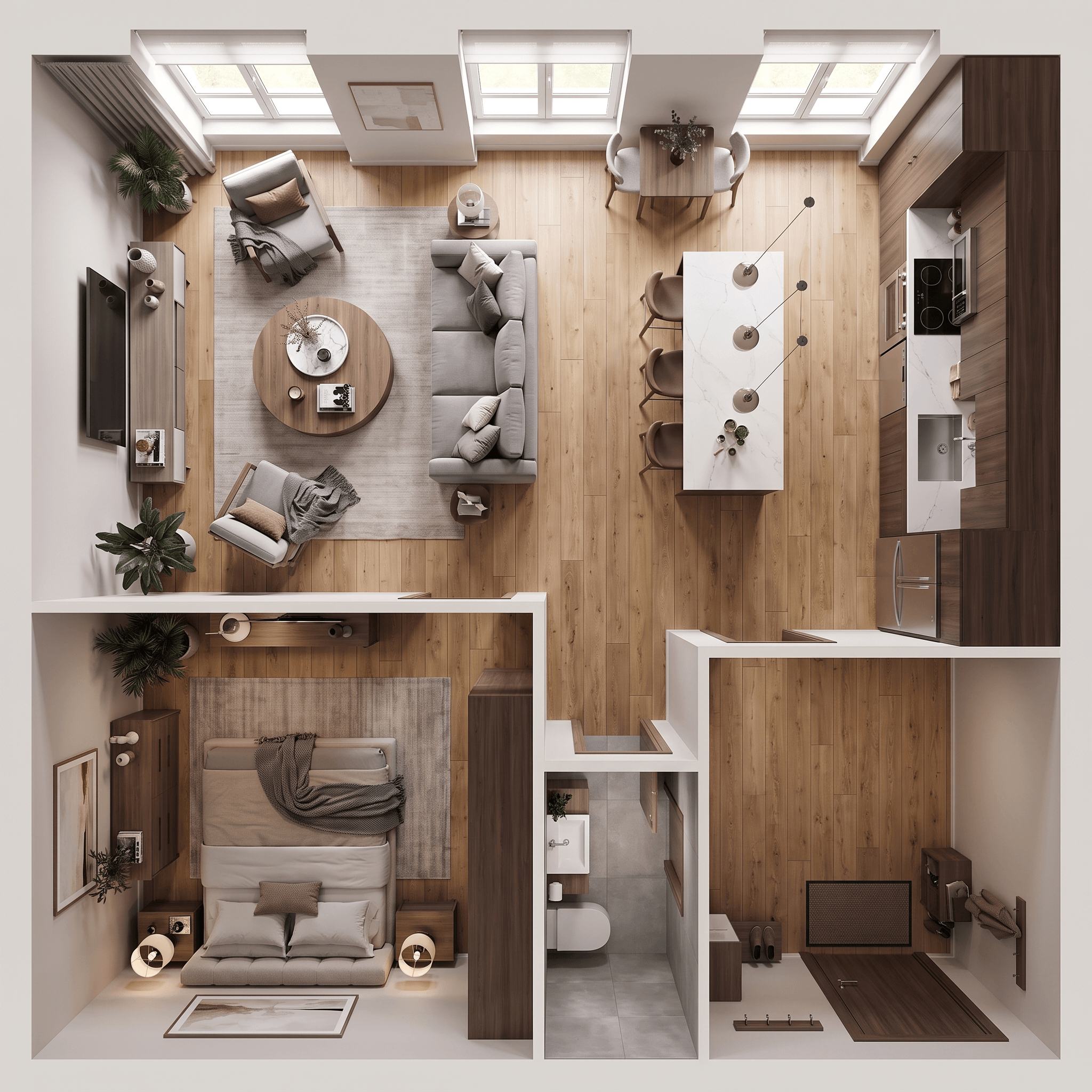 Contemporary ห้องนั่งเล่น design — interior photo by GenRoom AI