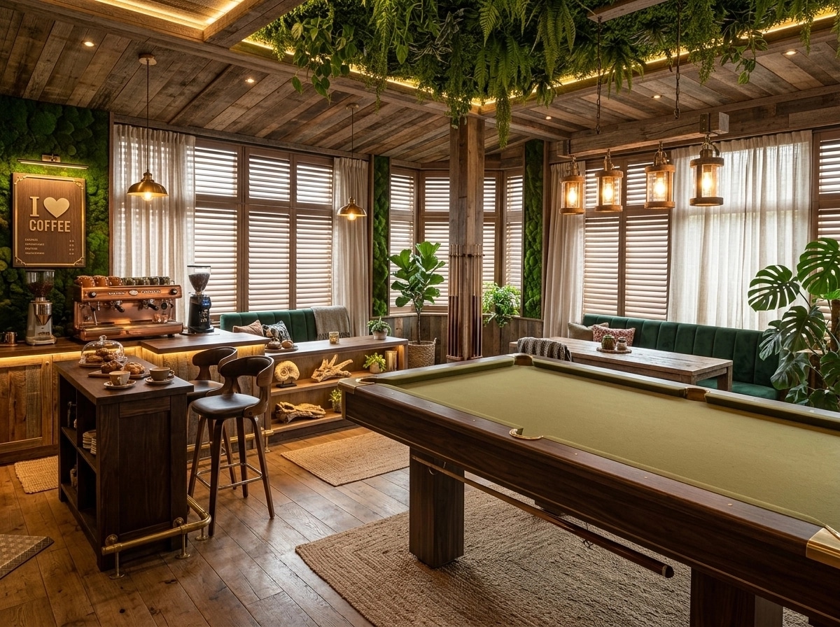Interior design in Biophilic style — bar by GenRoom AI