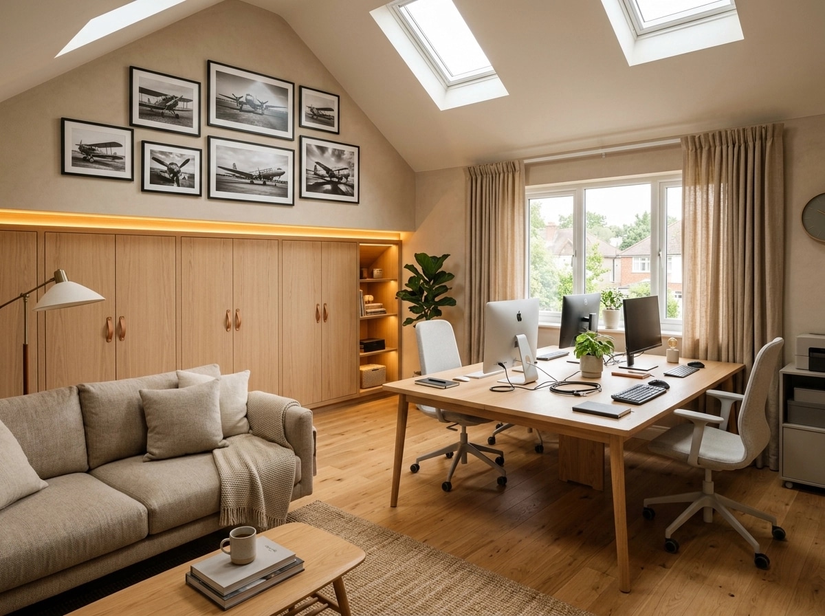 Office interior in Scandinavian style — photo by GenRoom AI