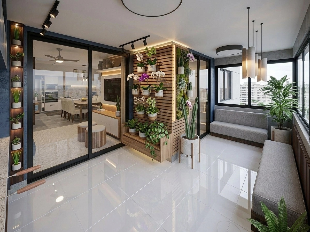 Design de interiores em estilo Contemporary — balcony por GenRoom AI