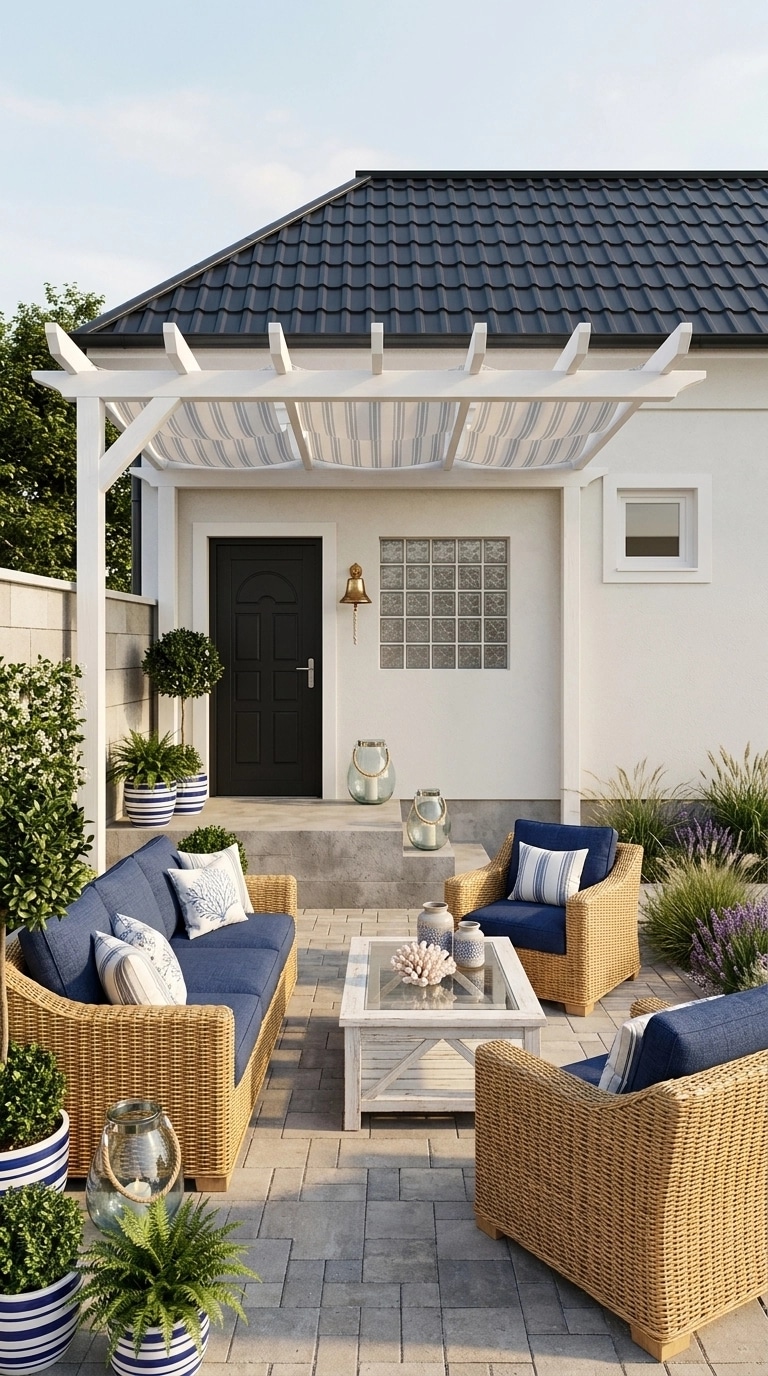Interior design in Coastal / Hamptons style — terrace by GenRoom AI