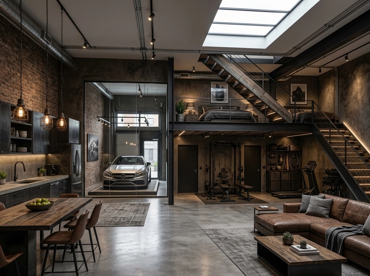 Interior design in Loft / Industrial style — studio by GenRoom AI