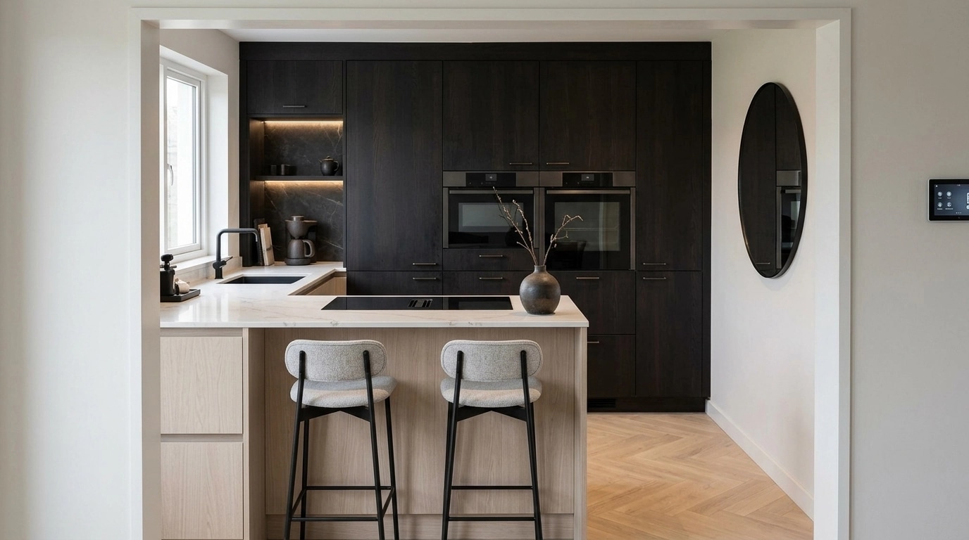 Kitchen interior in Japandi style — photo by GenRoom AI