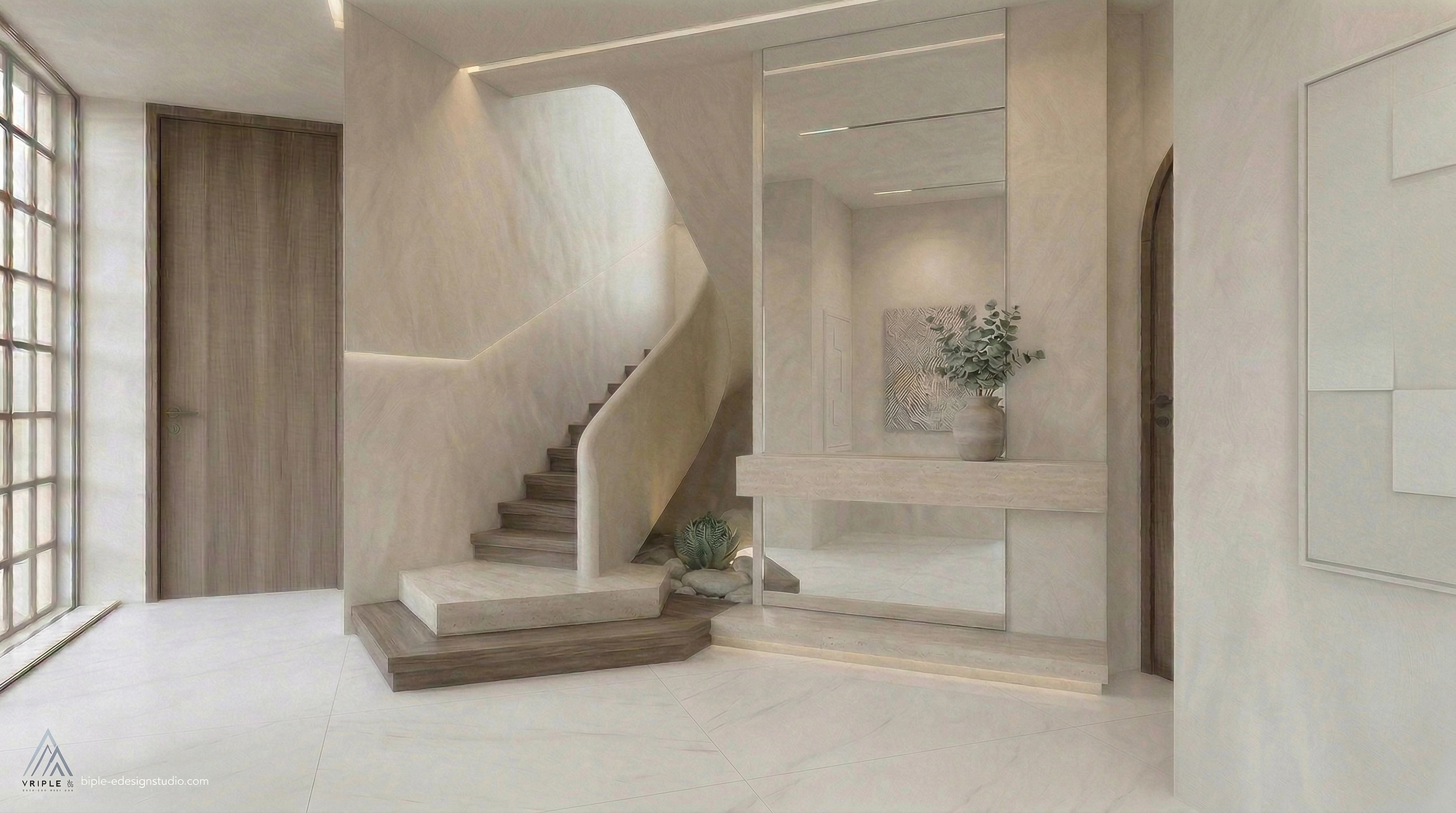 Mediterranean Χωλ design — interior photo by GenRoom AI