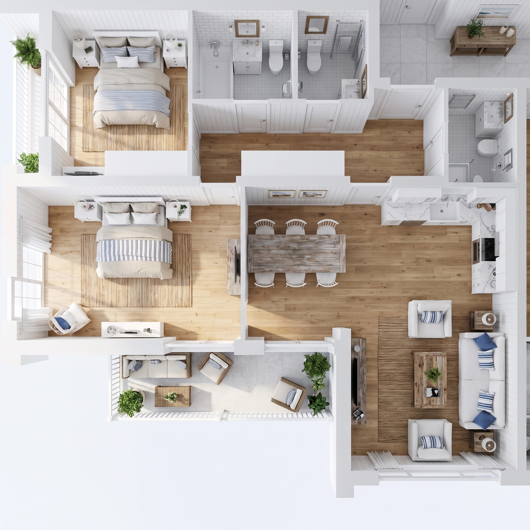 Interior design in Coastal / Hamptons style — Living Room by GenRoom AI