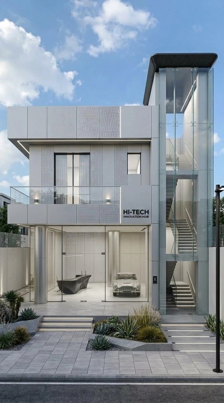 Facade design in Hi-Tech Facade style — Facade by GenRoom AI
