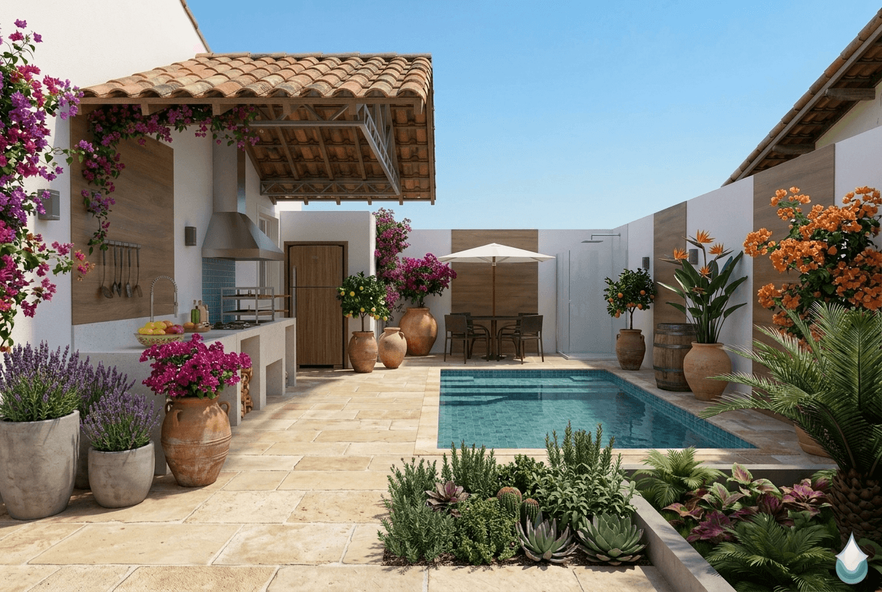Landscape design in Mediterranean Yard style — Yard by GenRoom AI