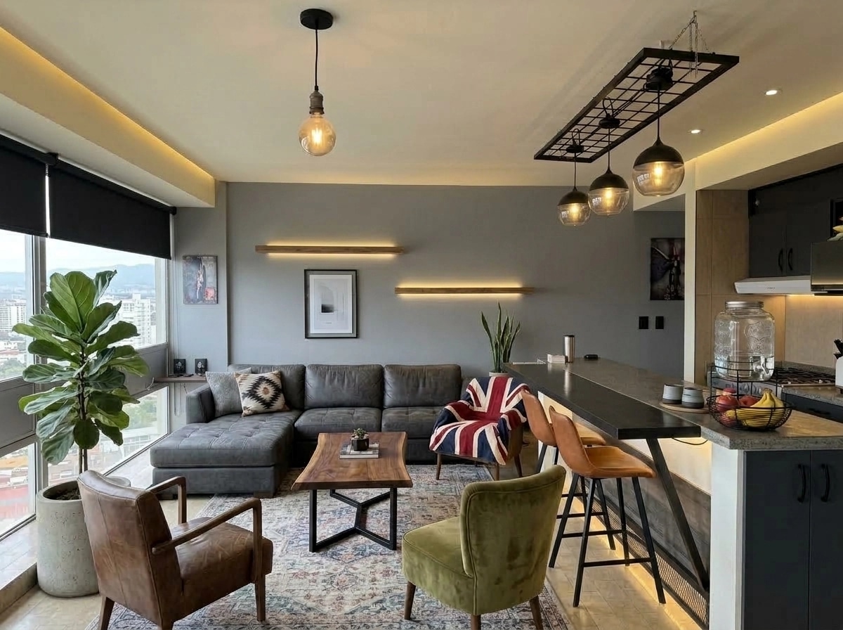 Interior design in Loft / Industrial style — Living Room by GenRoom AI