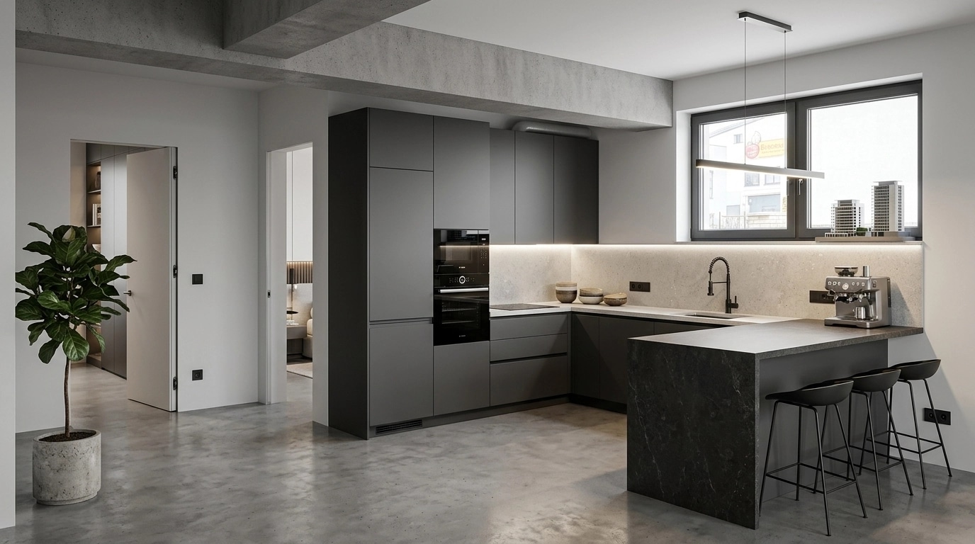 Kitchen interior in Contemporary style — photo by GenRoom AI