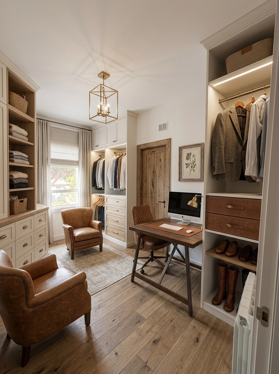 Interior design in Modern Farmhouse style — wardrobe by GenRoom AI