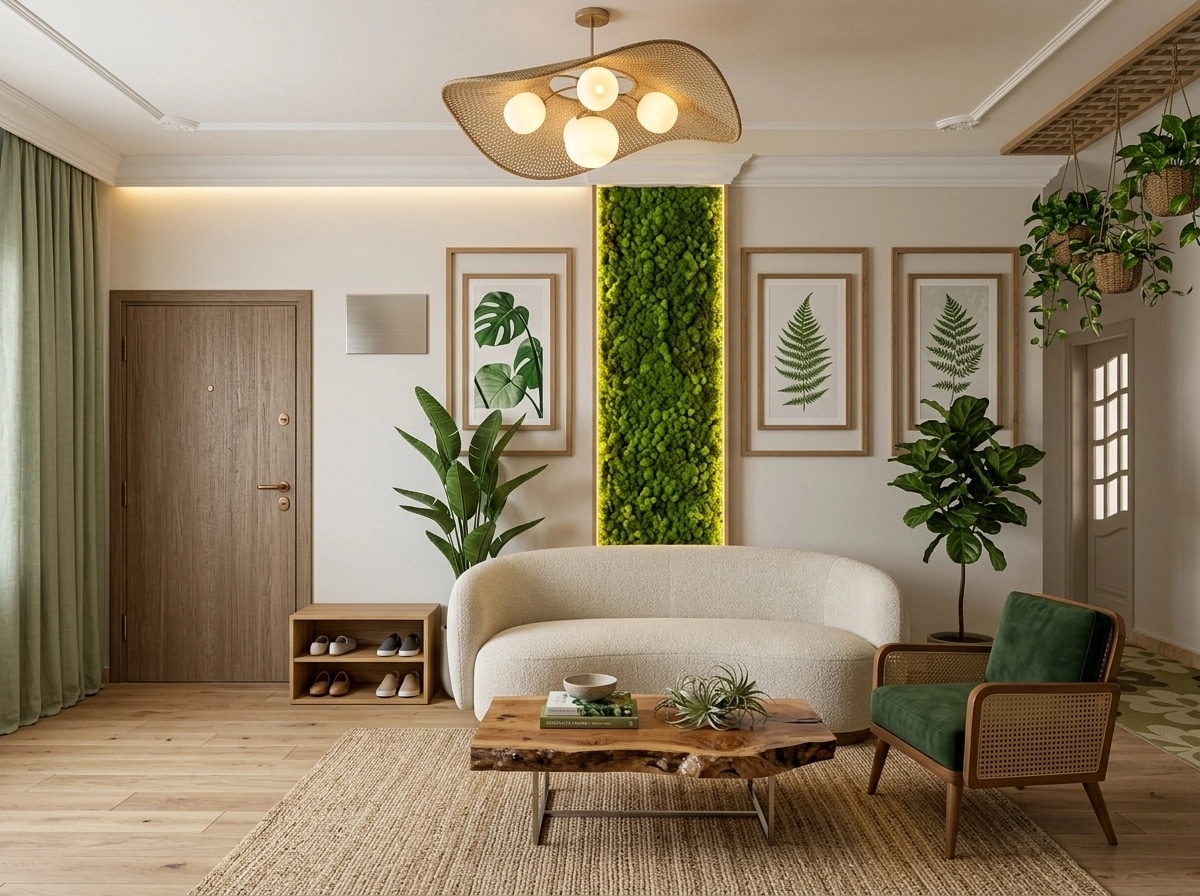 Design d'intérieur en style Biophilic — Salon par GenRoom AI