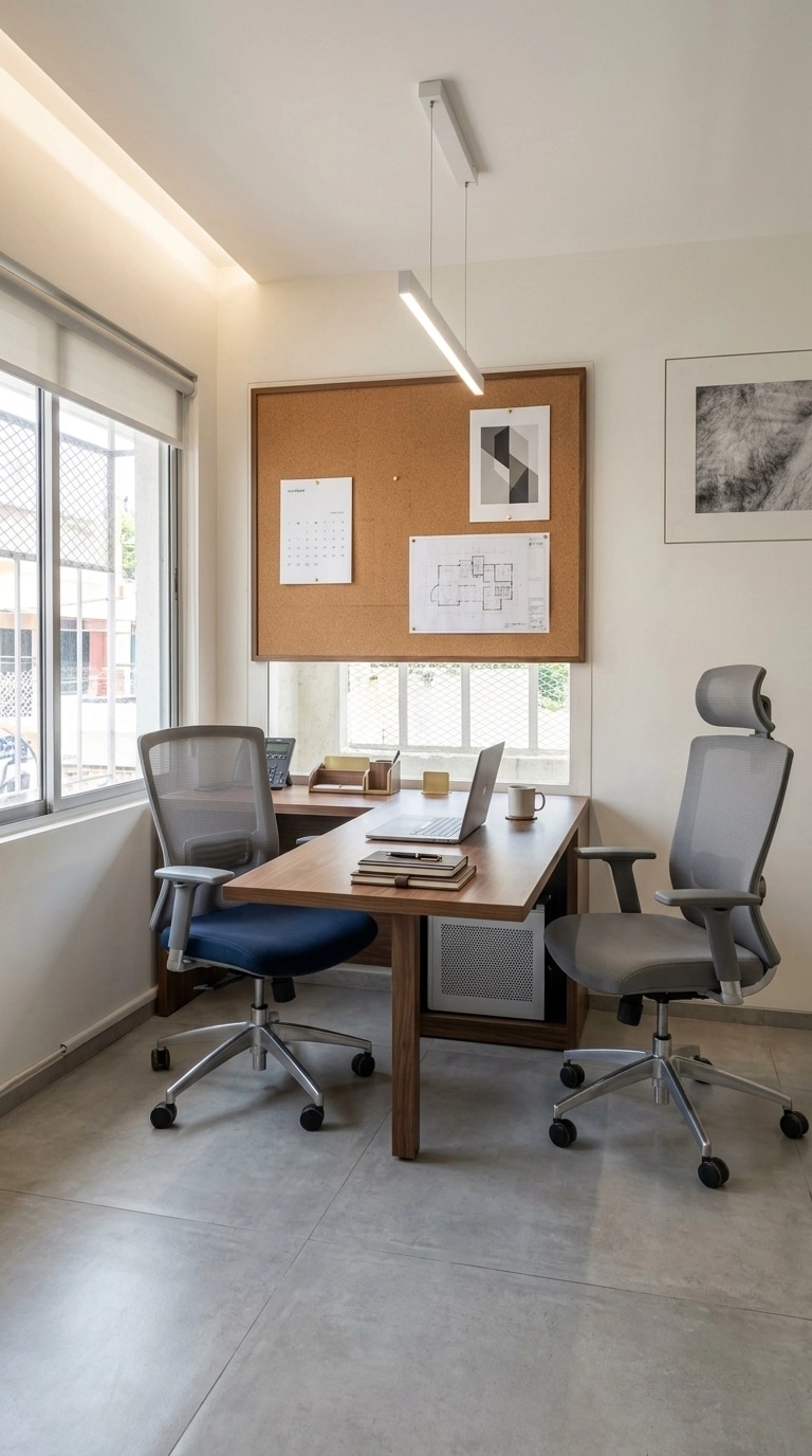 Office interior in Minimalism style — photo by GenRoom AI