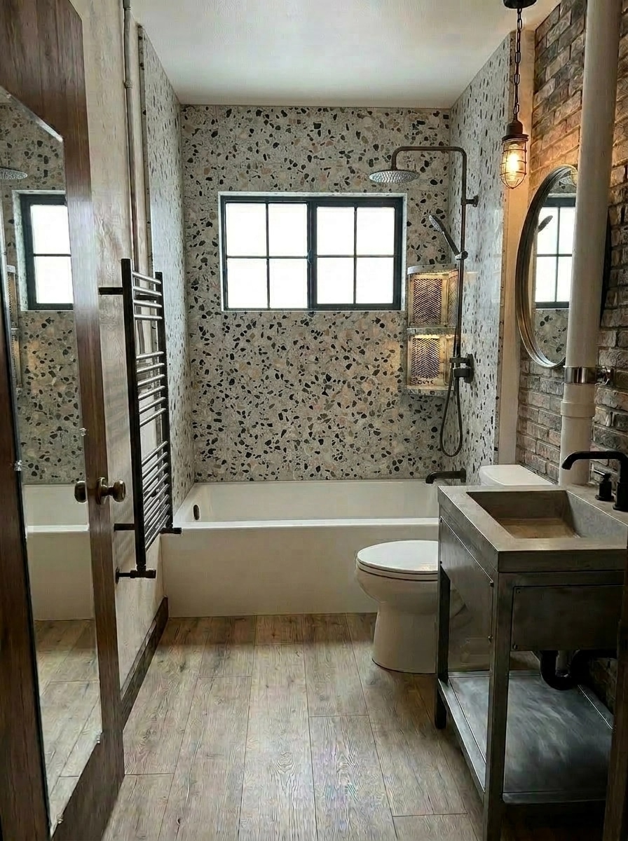 Interior design in Loft / Industrial style — Bathroom by GenRoom AI