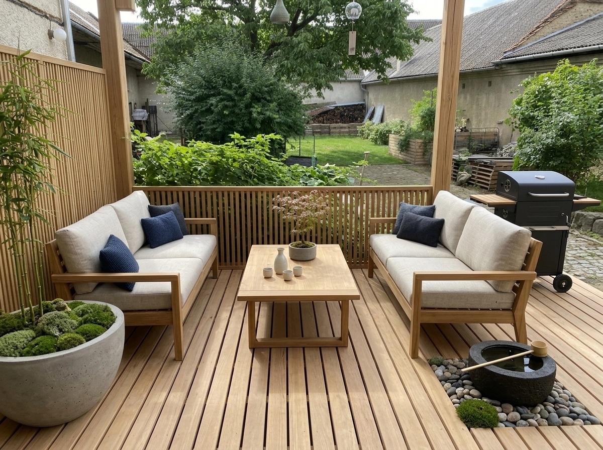 Interior design in Japandi style — terrace by GenRoom AI