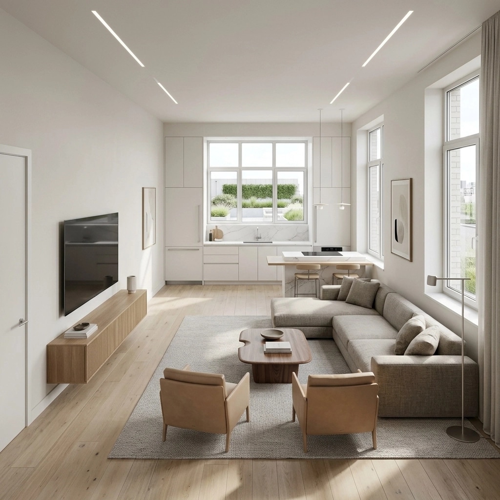 Interior design in Minimalism style — Living Room by GenRoom AI