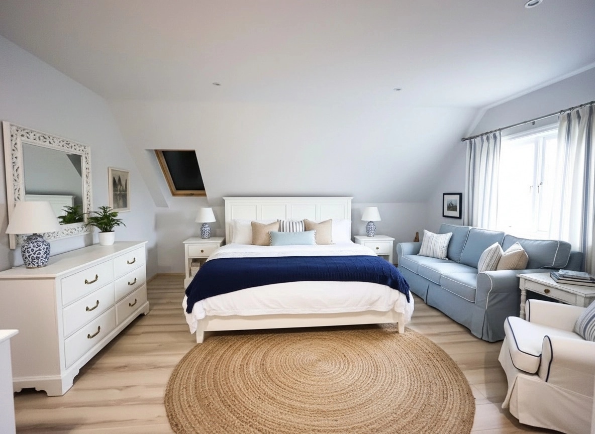 Coastal / Hamptons Bedroom design — interior photo by GenRoom AI