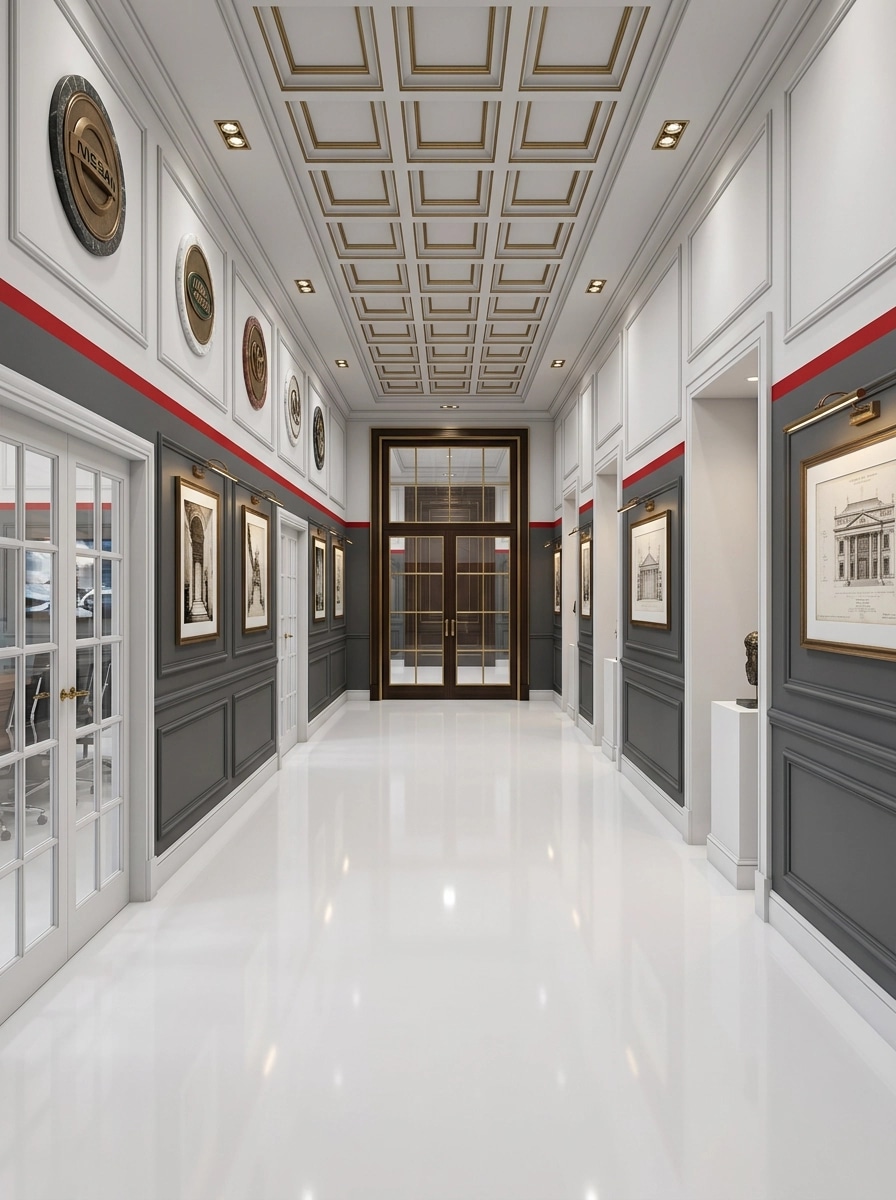 Hallway interior in Neoclassic style — photo by GenRoom AI