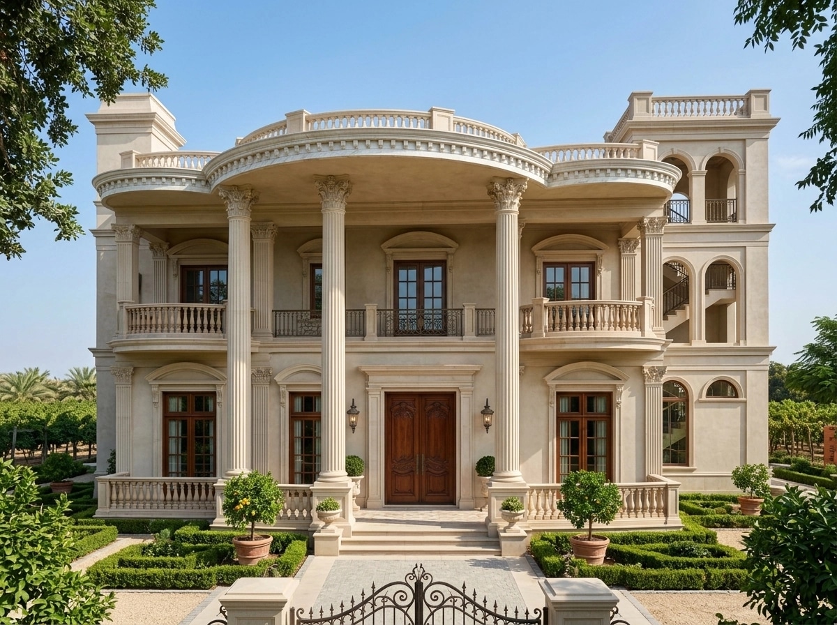 Neoclassic Facade Fachada design — facade photo by GenRoom AI