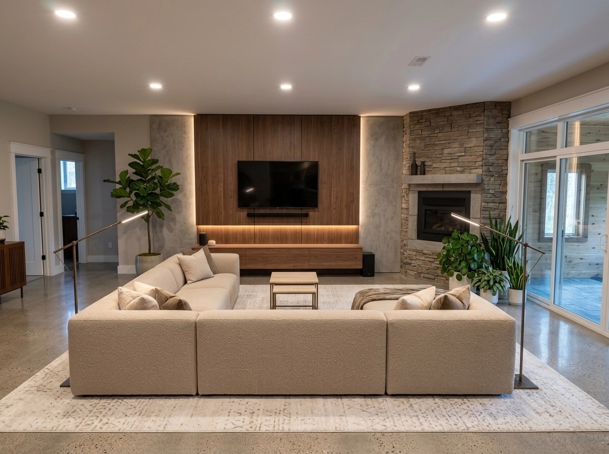 Interior design in Contemporary style — basement by GenRoom AI