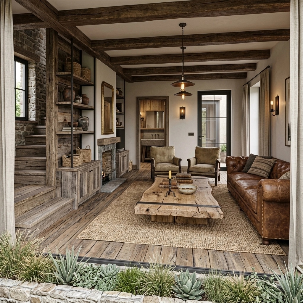Interior design in Rustic style — Living Room by GenRoom AI