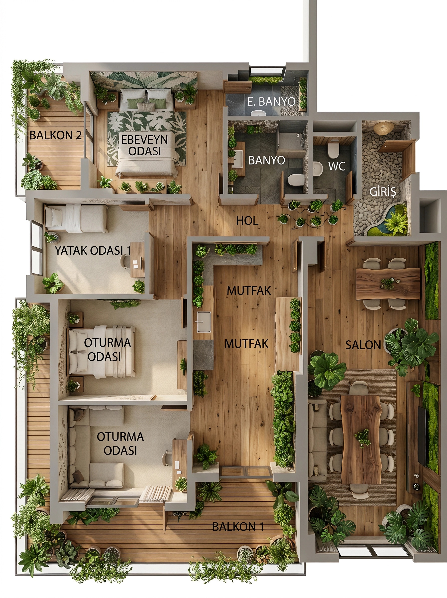 Interior design in Biophilic style — Living Room by GenRoom AI