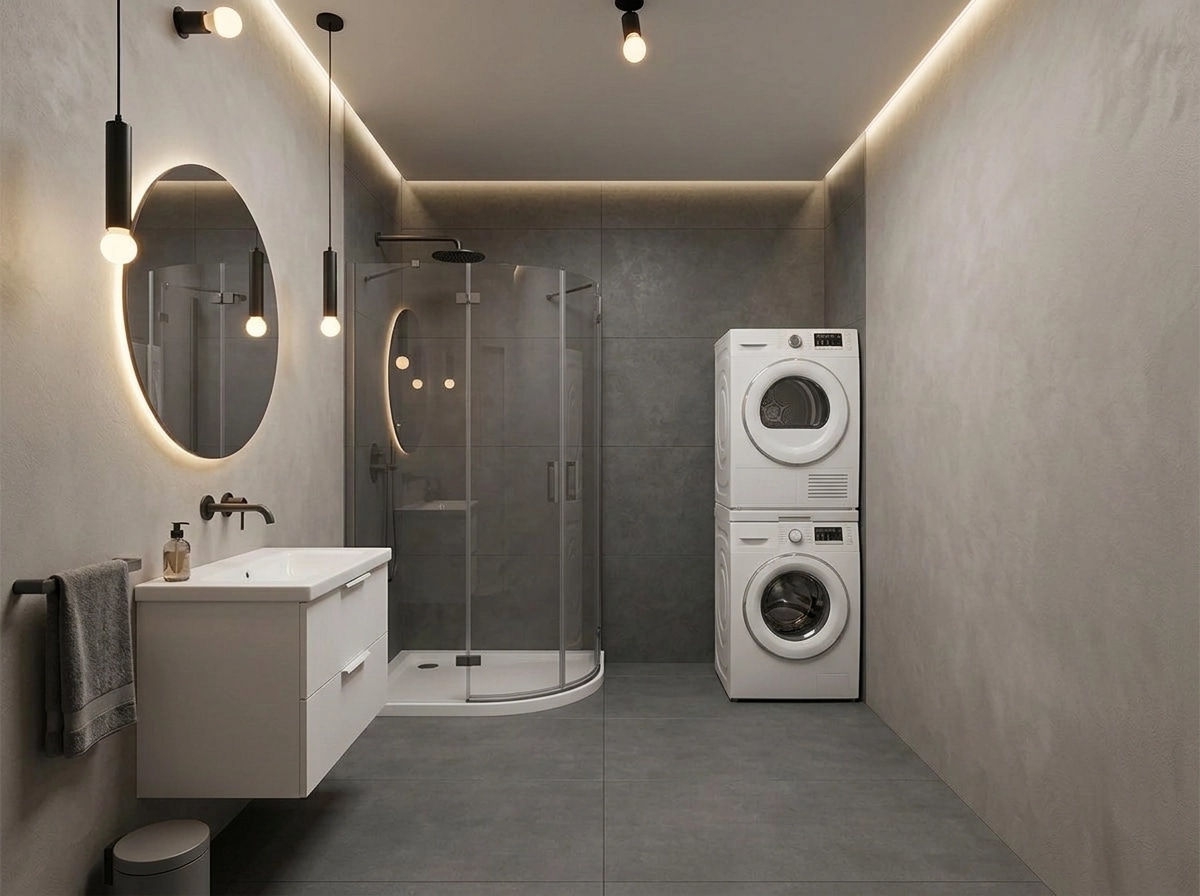 Bathroom interior in Minimalism style — photo by GenRoom AI