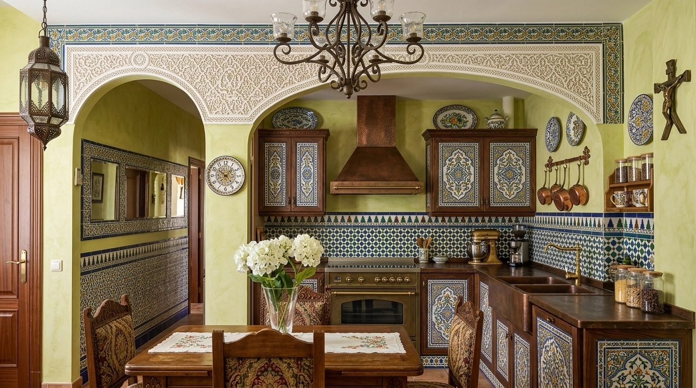 Kitchen interior in Andalusian style — photo by GenRoom AI