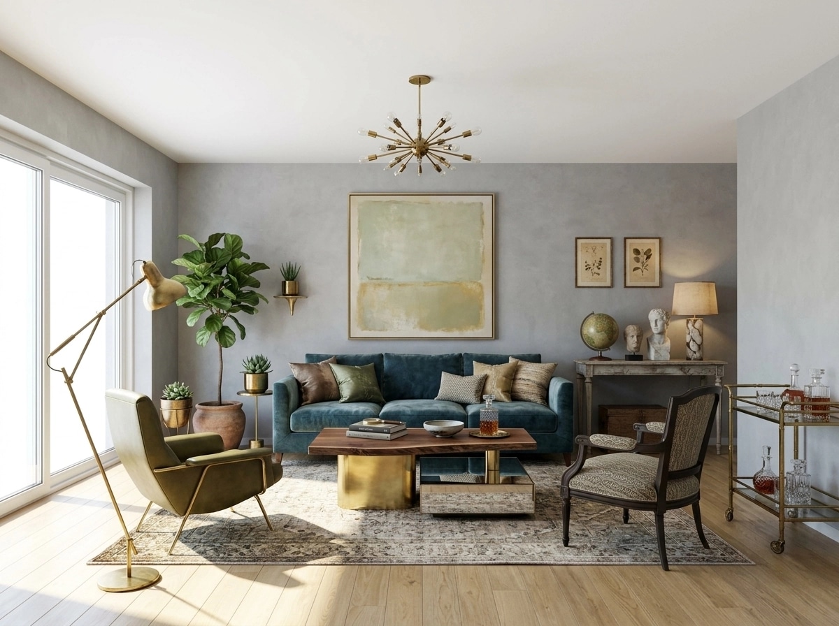 Design d'intérieur en style Eclectic — Salon par GenRoom AI