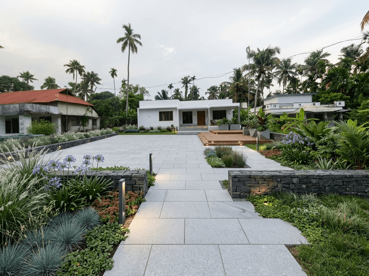 Design del paesaggio in stile Contemporary Yard — Giardino di GenRoom AI