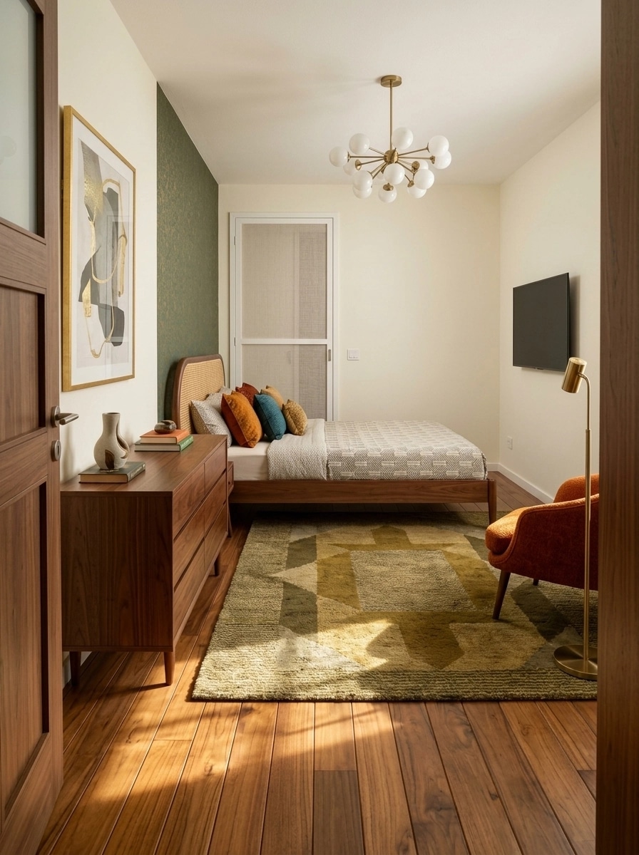Interior design in Mid-Century Modern style — Bedroom by GenRoom AI