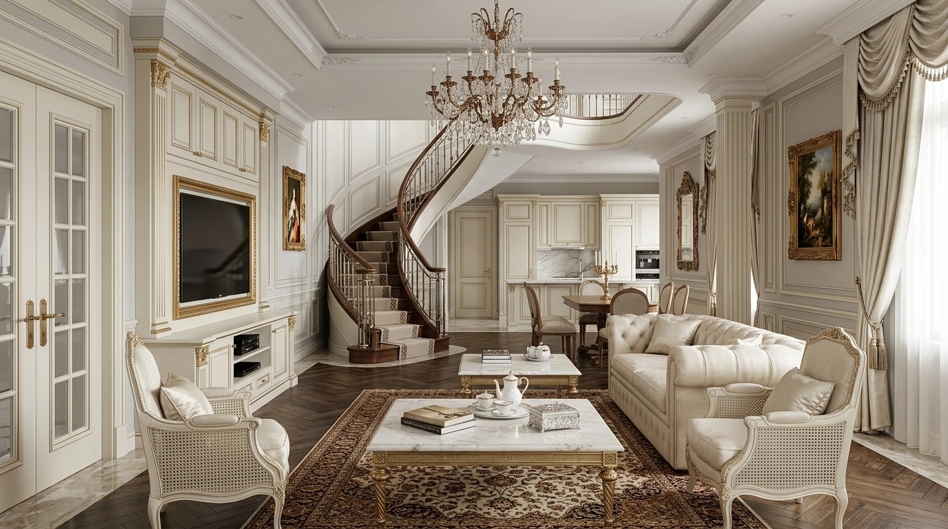 Interior design in Neoclassic style — Living Room by GenRoom AI