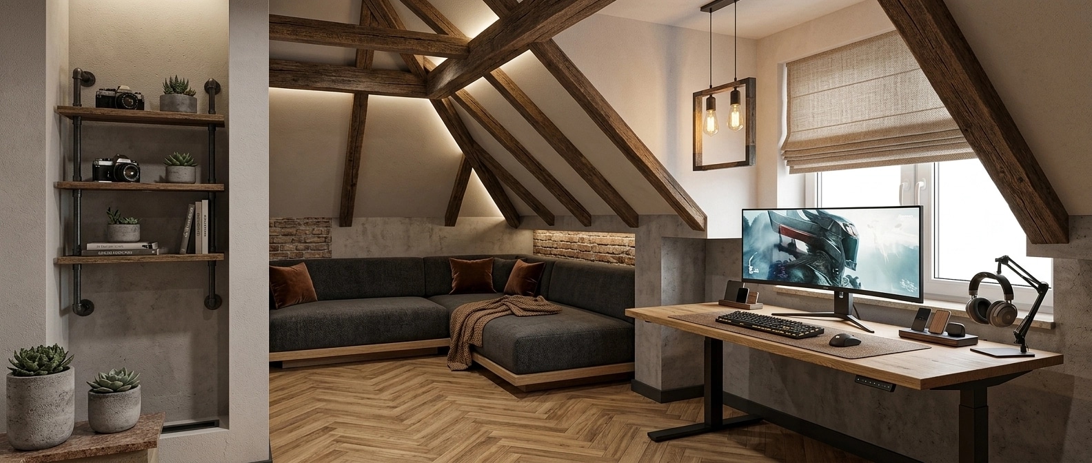 Interior design in Loft / Industrial style — attic by GenRoom AI