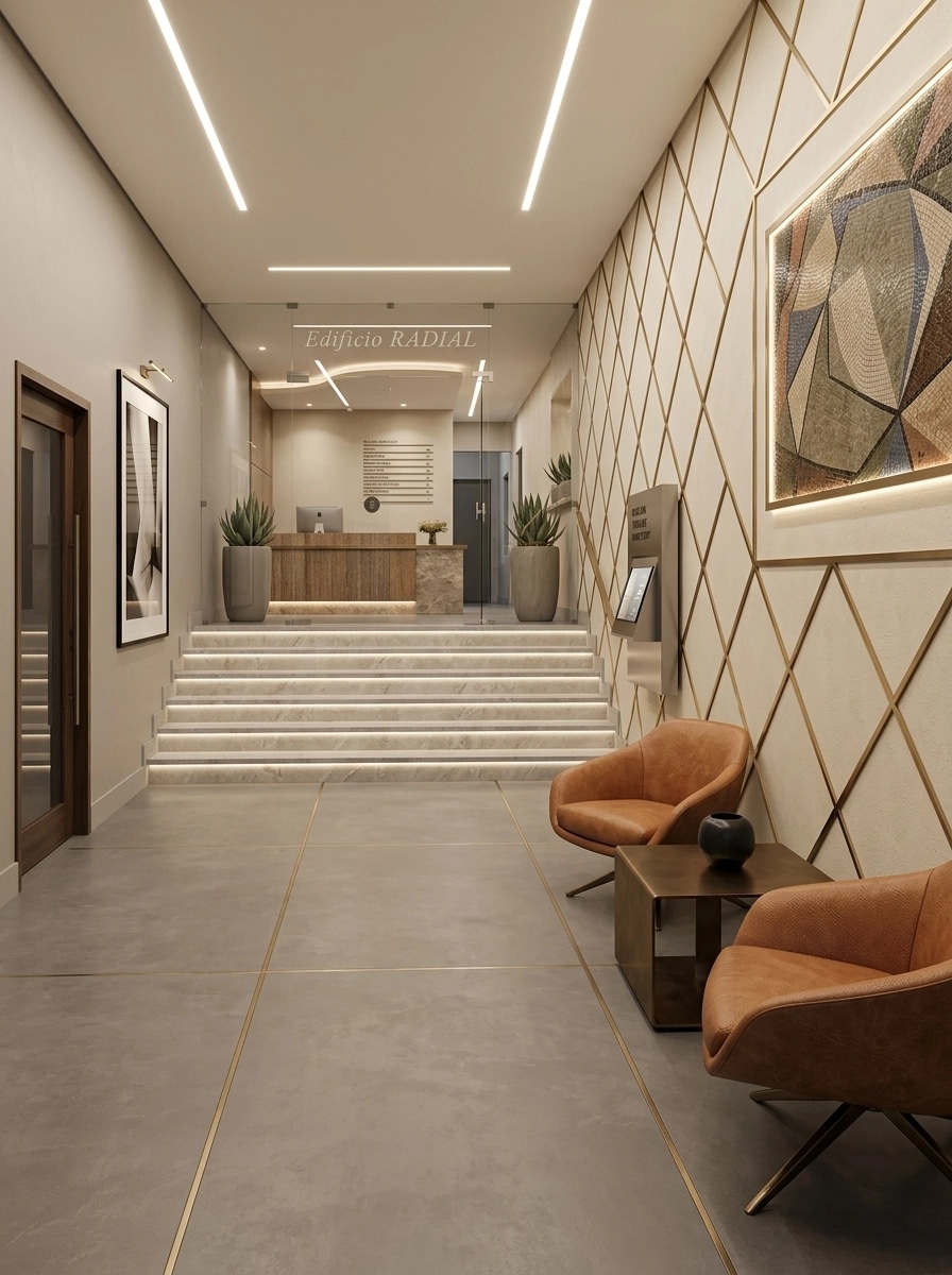 Design de interiores em estilo Contemporary — lobby por GenRoom AI