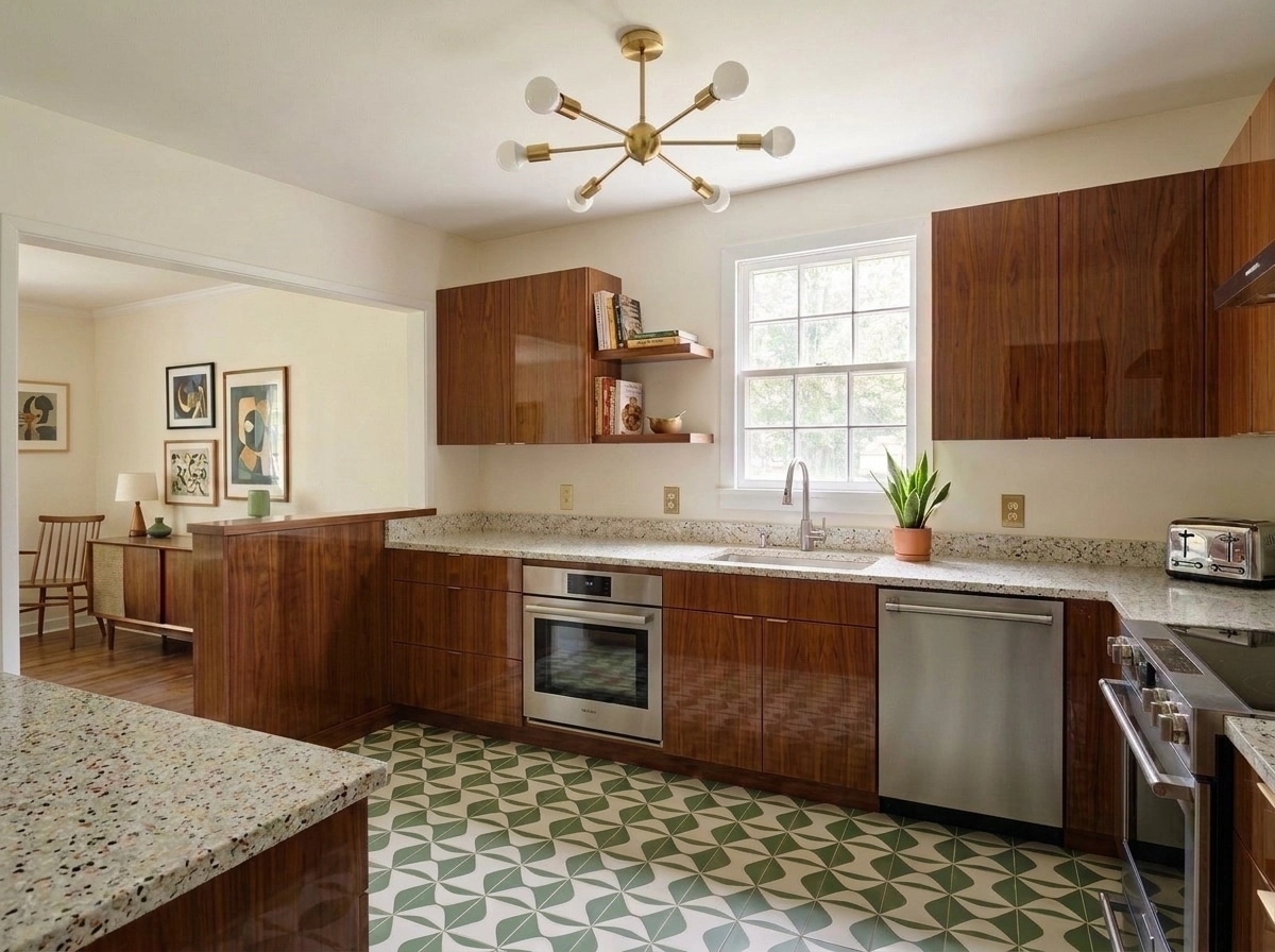 Interior design in Mid-Century Modern style — Kitchen by GenRoom AI