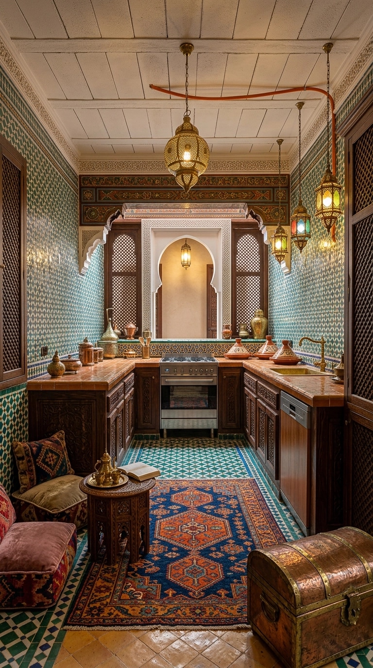 Kitchen interior in Arabian / Moroccan style — photo by GenRoom AI