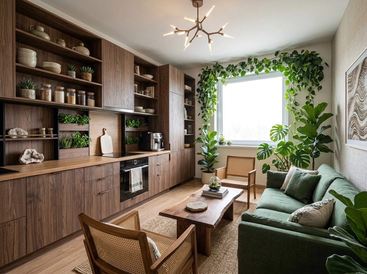 Biophilic Living Room design — interior photo by GenRoom AI