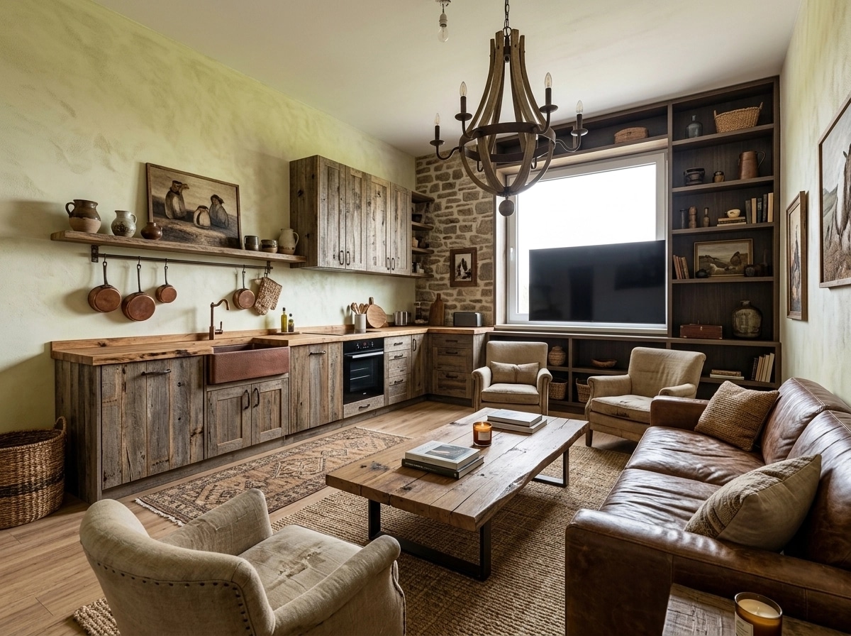 Rustic Living Room design — interior photo by GenRoom AI