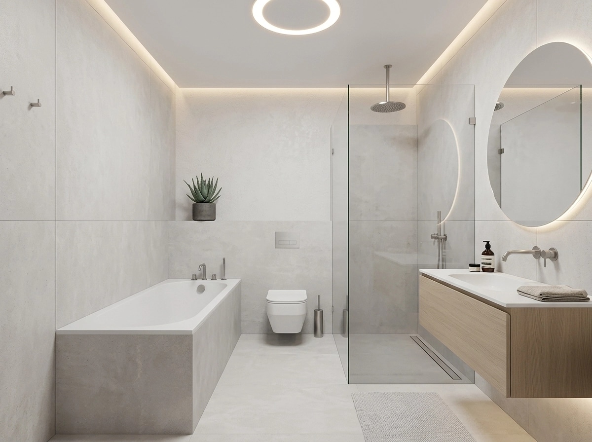 Bathroom interior in Minimalism style — photo by GenRoom AI