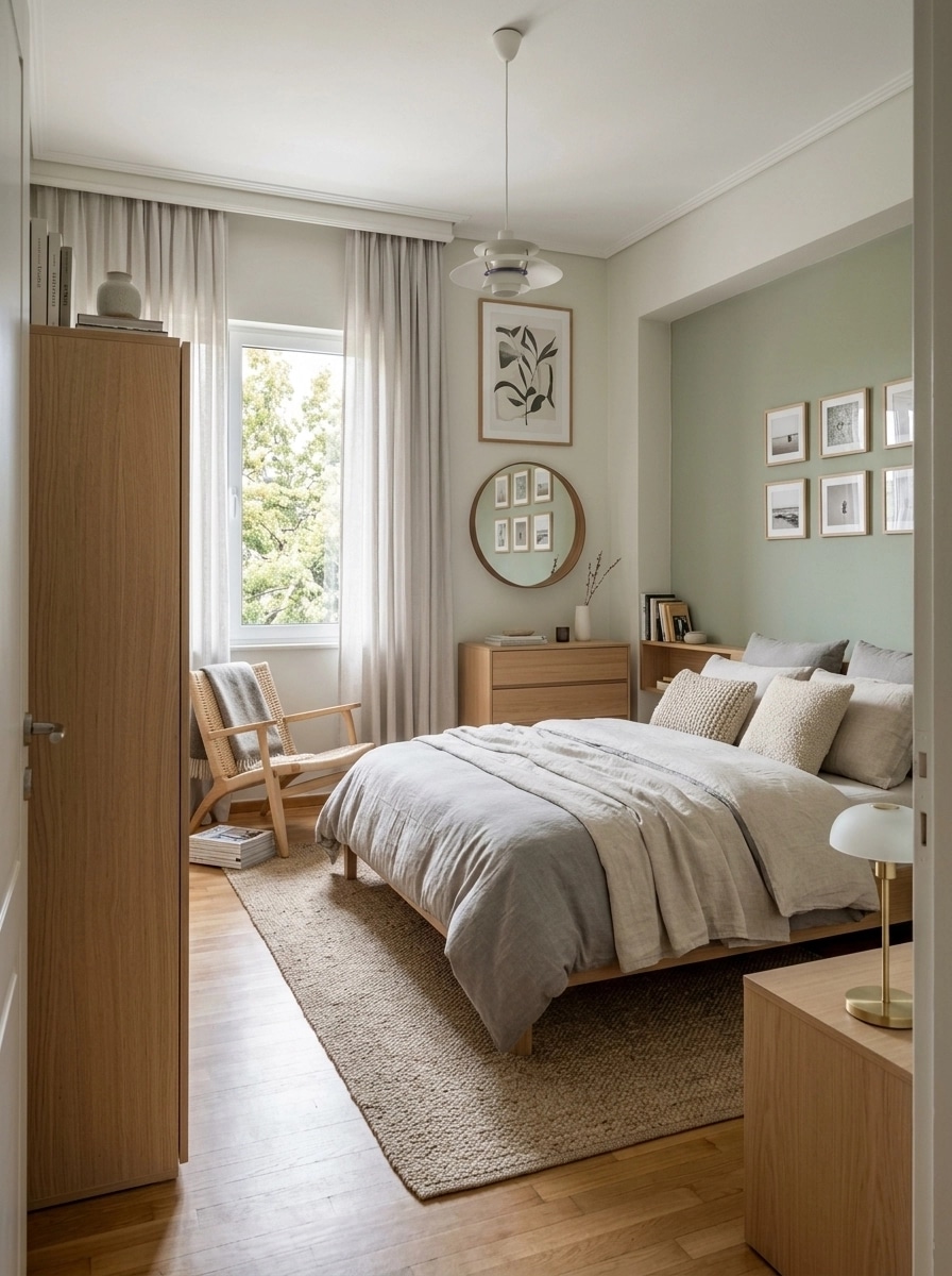 Design de interiores em estilo Scandinavian — Quarto por GenRoom AI