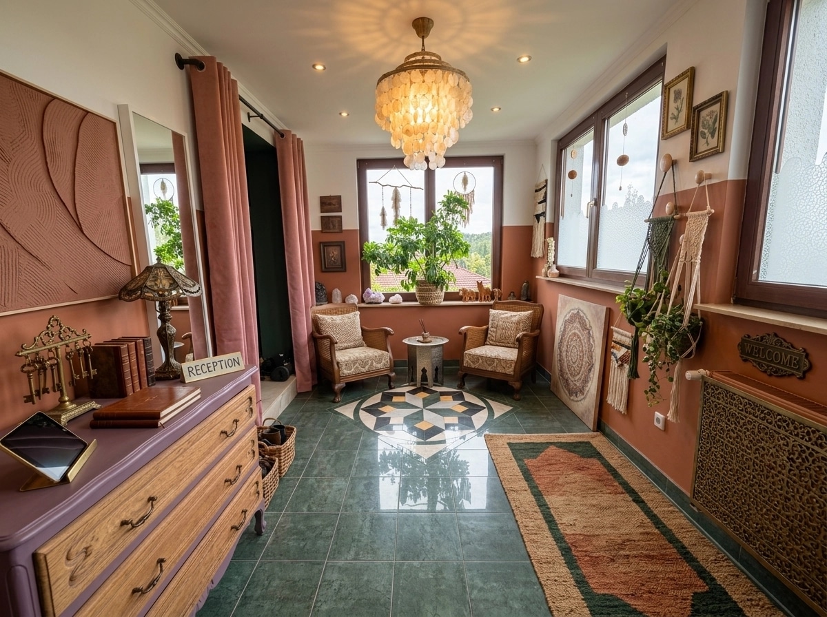 Interior design in Bohemian style — lobby by GenRoom AI