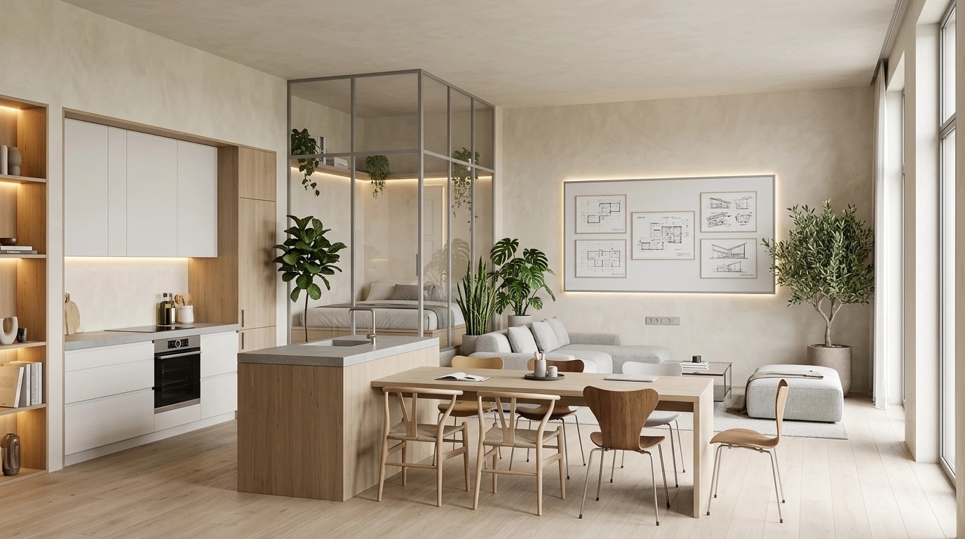 Interior design in Scandinavian style — studio by GenRoom AI