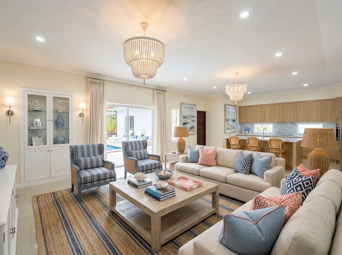 Interior design in Coastal / Hamptons style — Living Room by GenRoom AI