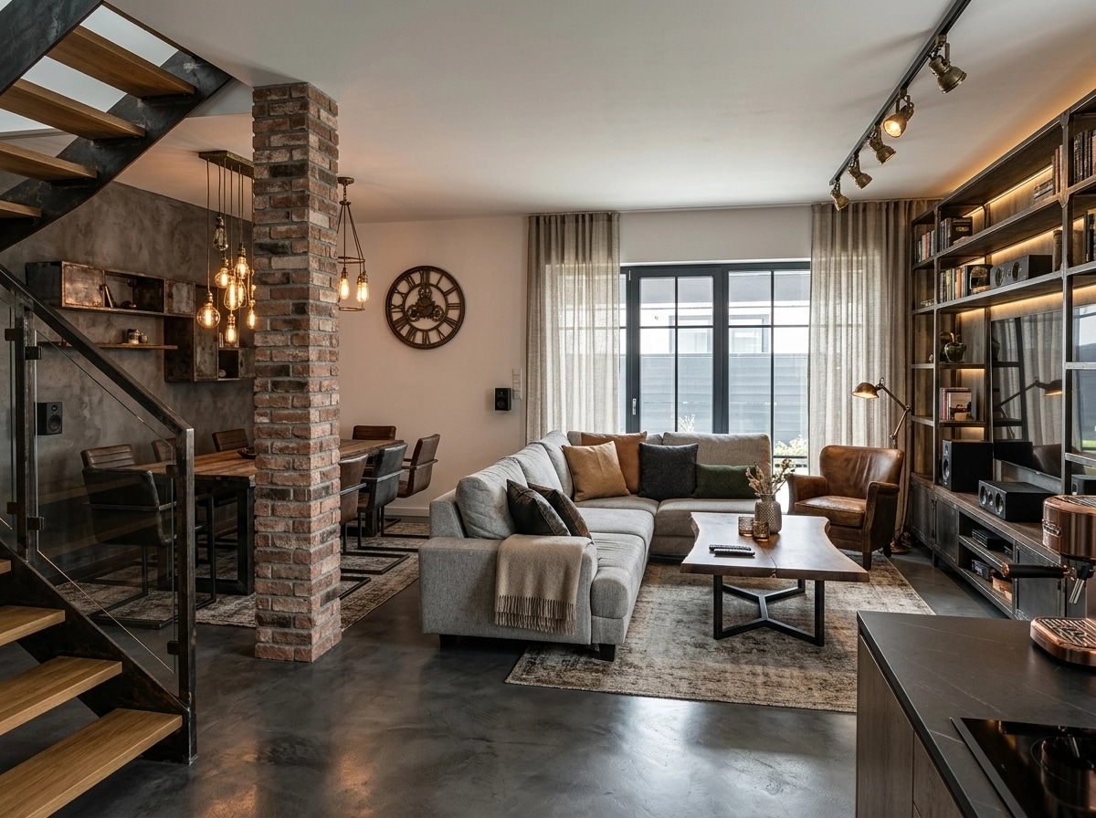 Interior design in Loft / Industrial style — Living Room by GenRoom AI