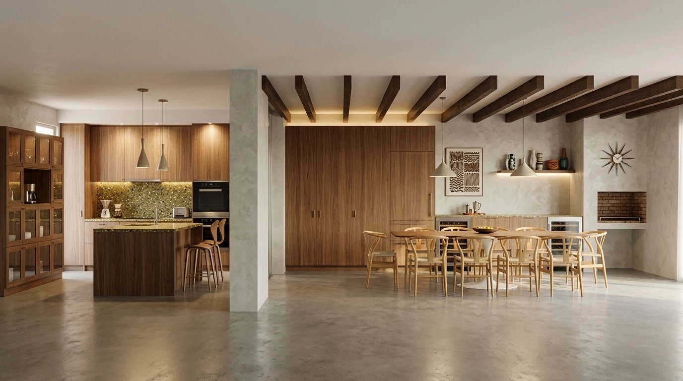Mid-Century Modern Kitchen design — interior photo by GenRoom AI