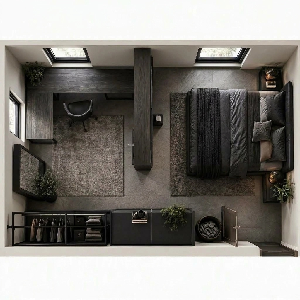 Blacktec Bedroom design — interior photo by GenRoom AI