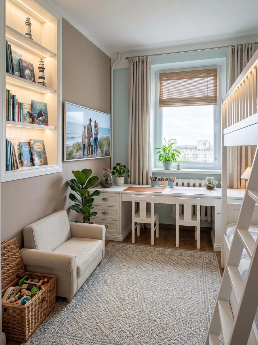 Interior design in Coastal / Hamptons style — Kids Room by GenRoom AI