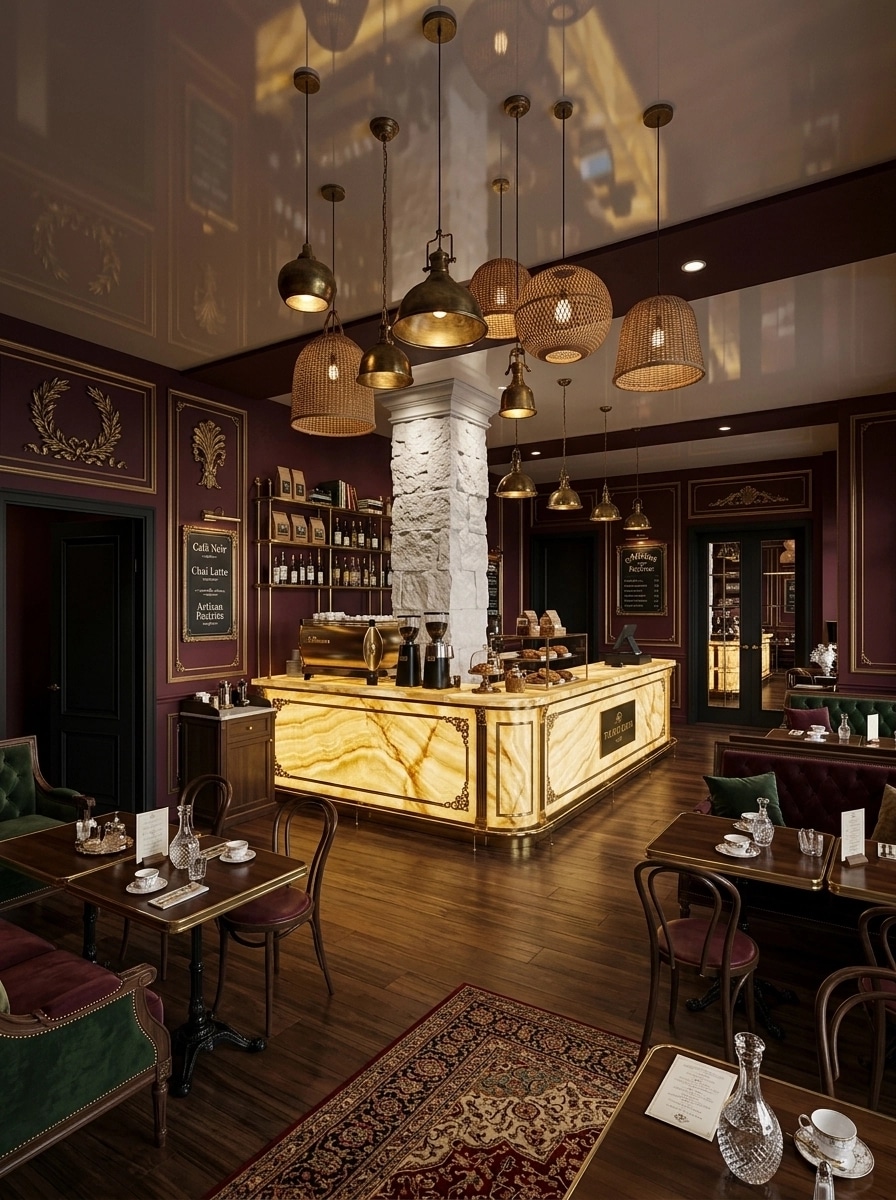Interior design in Neoclassic style — cafe by GenRoom AI